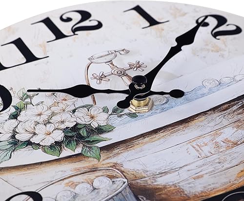 Miniatura 3 de Reloj de pared para baño, estilo rústico, impermeable, de cristal, 8 pulgadas, color marrón