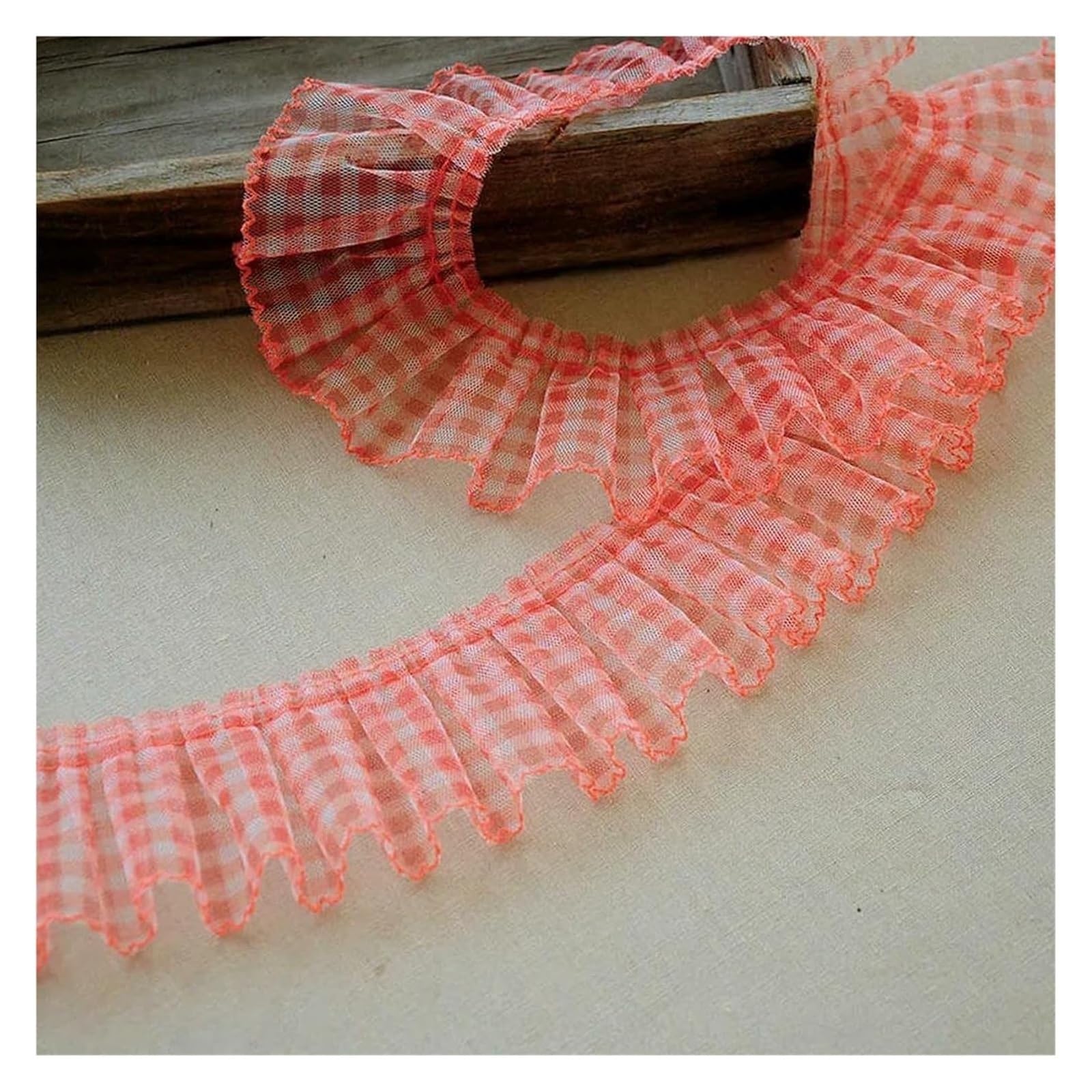 Szycie koronkowych wykończeń, Potargane plisowane koronkowe wykończenia, ręcznie robiona spódnica DIY akcesoria do szycia(Orange)