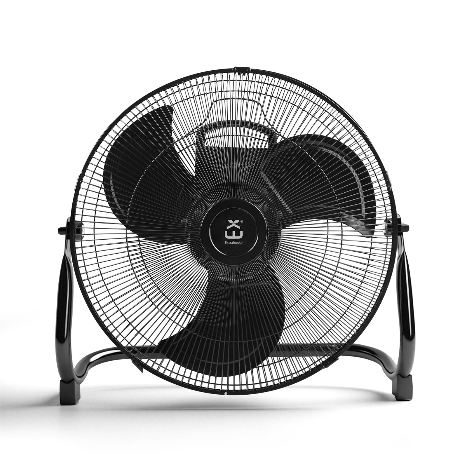 EXTRASTAR Ventilatore a Colonna Industriale da 50cm con Oscillazione Automatica 360° & 3 Velocità, 80W/1300 giri/min, Altezza Regolabile (101-130 cm), Nero