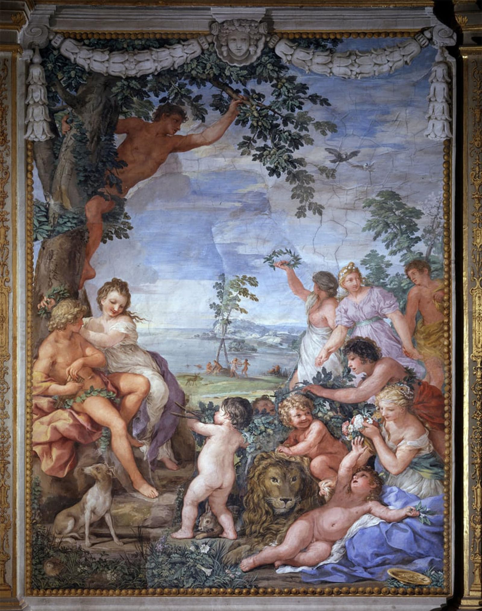 ARTXLXXBN Famous Art Print Poster Vintage Wall Art Allegory of the Four Ages the Golden Age Fresco by Pietro Da Cortona Canvas Art Poster for Home Decor 60x90cm