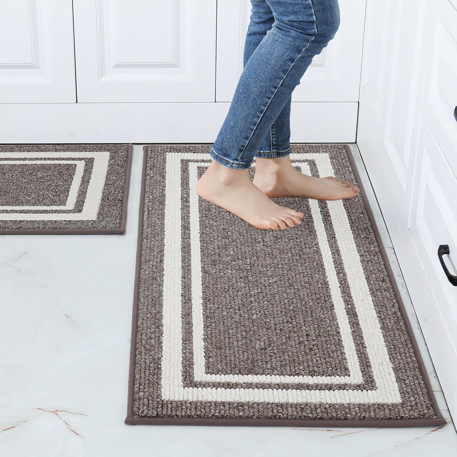 COSY HOMEER Kitchen Rugs 2 Pieces, 51x76cm+51x122cm, Absorbent and ...