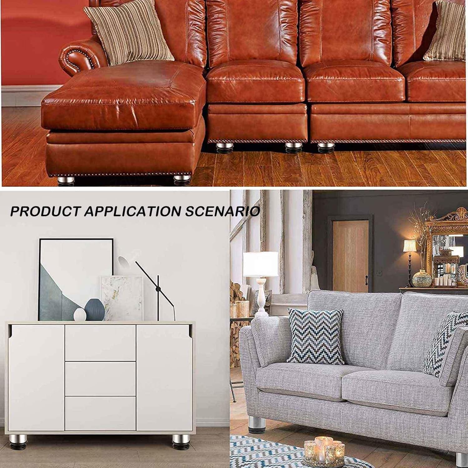 4 Pack Furniture Legs Sofa Legs Table Legs Adjustable Adjustable Appliance Feet for Home Office TV Stand Cupboard Bed Worktop,200mm(7.87in) ()