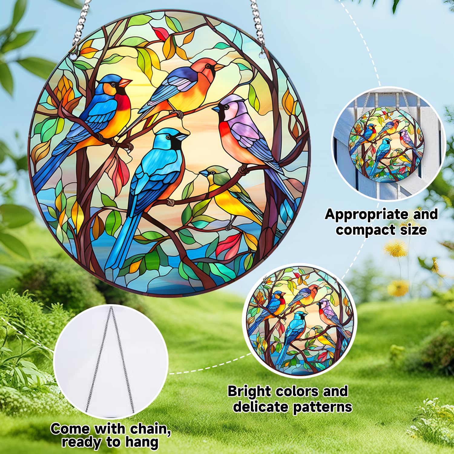 Attrape-Soleil Colibri En Acrylique – 20x20 Cm – Décoration Fenêtre, Suspension Colorée - 10