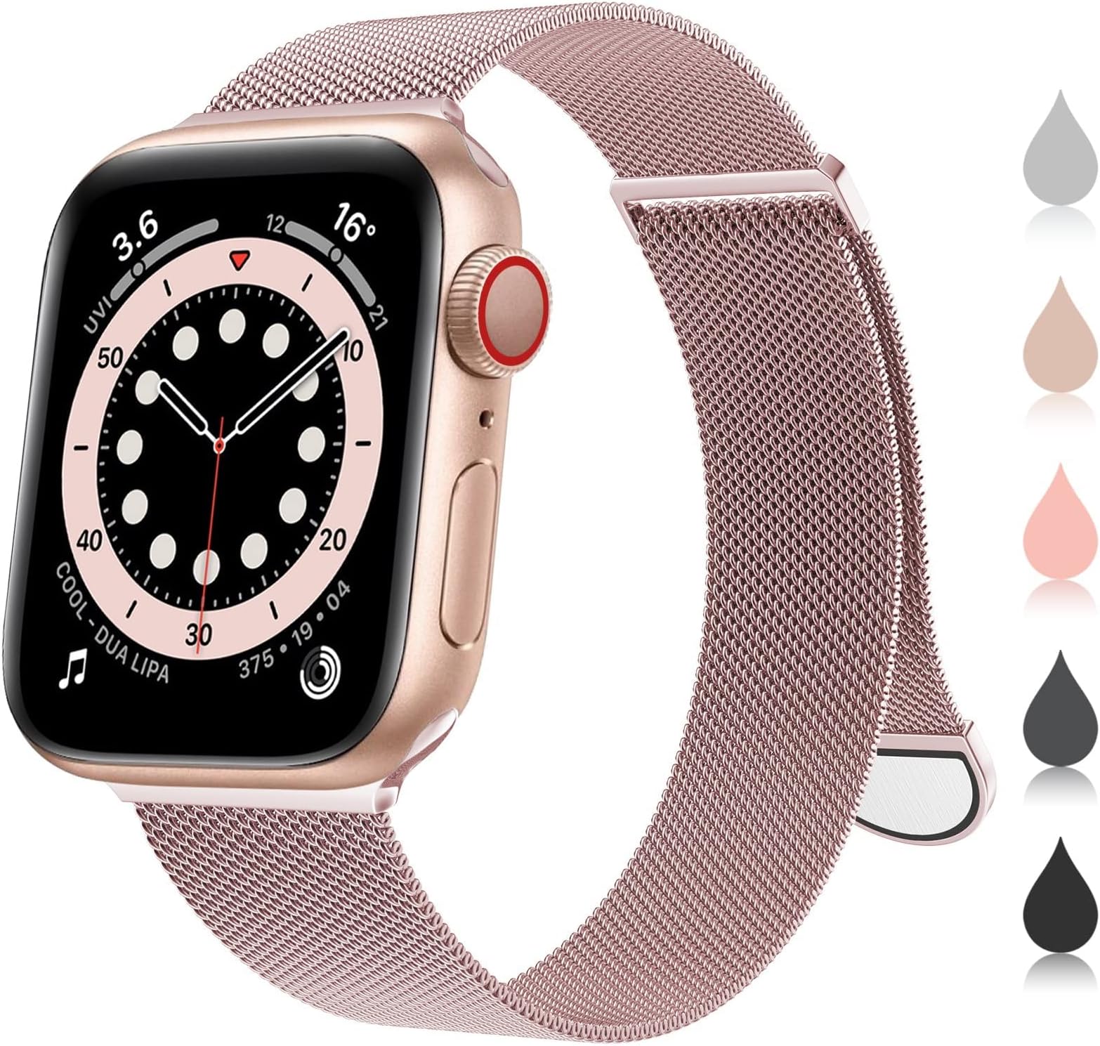 HAGROYO Compatible with Apple Watch Band 41mm 40mm 38mm for Women and Men, Magnetic Metal Stainless Steel Mesh Loop Strap Wristband Compatible for iWatch Series 8 7 6 5 4 3 2 1 SE Rose Gold