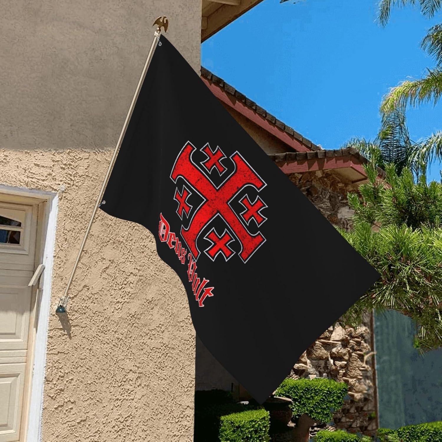 3x5 Flag Jerusalem Knight Templar Crusader Cross Deus Vult Double Sided Durable Outside Banner Garden Flags Outdoor Decor