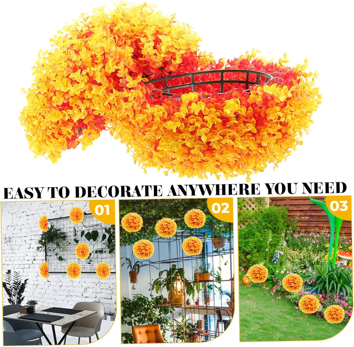 Hanging Grass Ball Decor Simulated Eucalyptus Leaf Artificial Topiary Balls for Indoor Outdoor