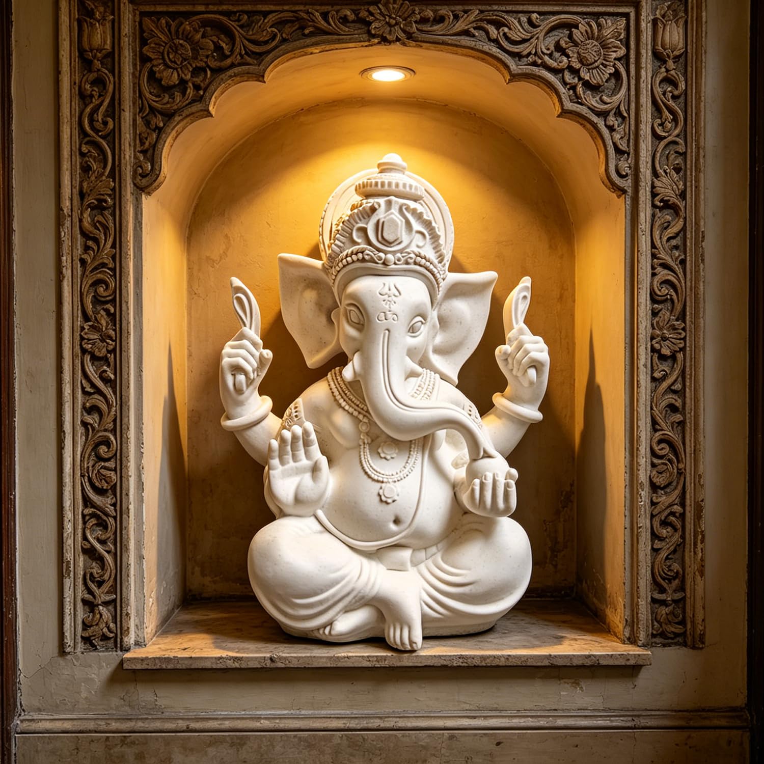 Statue Idolo Indiano,Decorazioni per Ufficio,Figure Decorative, Statuette Decorative Casa, Soggiorno Decorativo Moderno da Appoggiare, Scultura Astratta in Poliresina, Idea Regalo（18cm/Bianco）