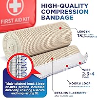 Vista 2 de High-Performance Elastic Bandage Wrap - 6 Pack (2x2in, 2x3in, 2x4in) - Self-Closing Strong Compression Bandage Wrap for Feet, Ankles, Wrists, and
