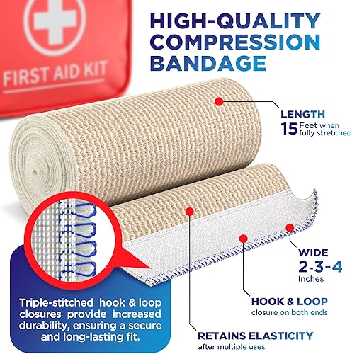 Miniatura 2 de High-Performance Elastic Bandage Wrap - 6 Pack (2x2in, 2x3in, 2x4in) - Self-Closing Strong Compression Bandage Wrap for Feet, Ankles, Wrists, and