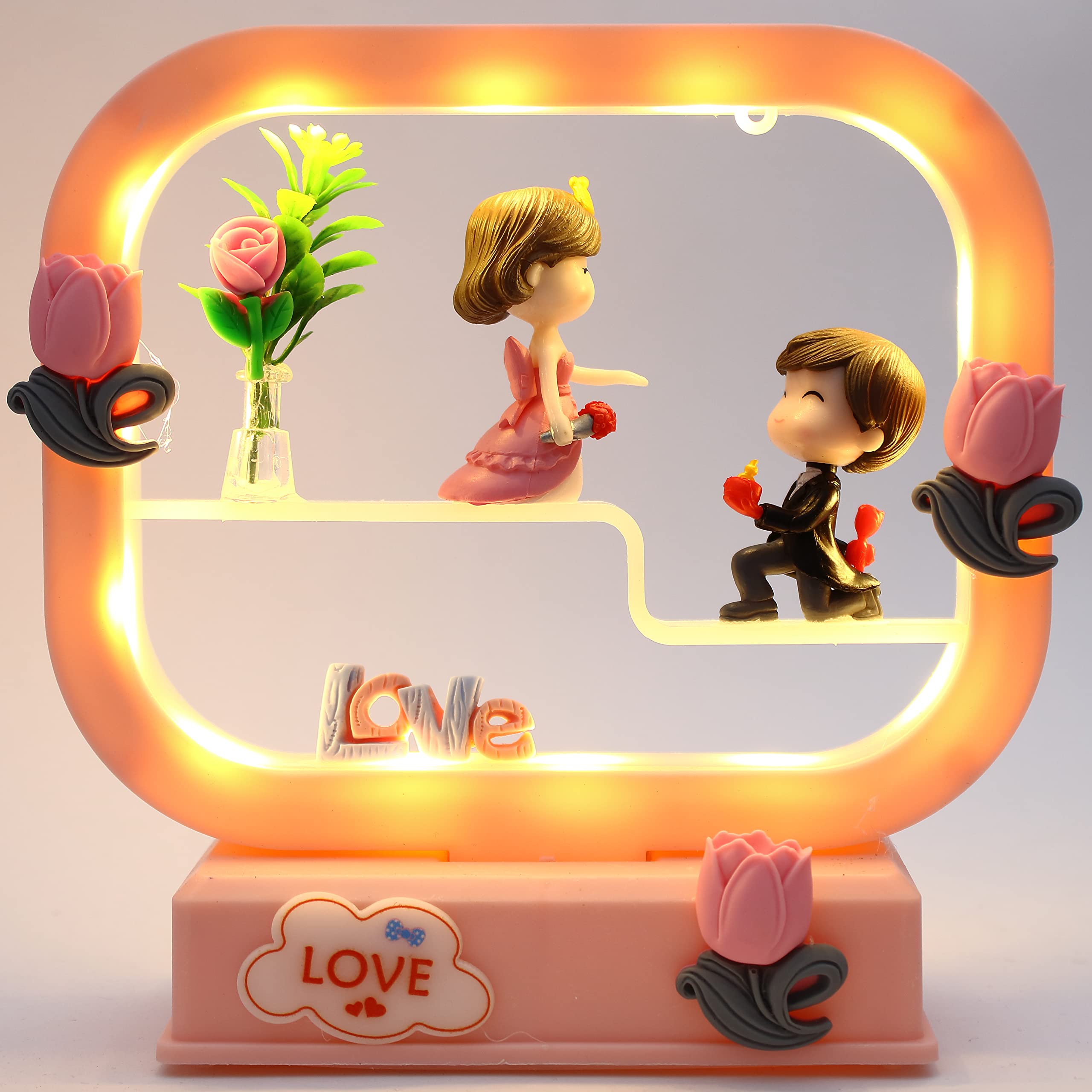 RedRoss LED Love Figurine 17cm Pink Black - Image 1