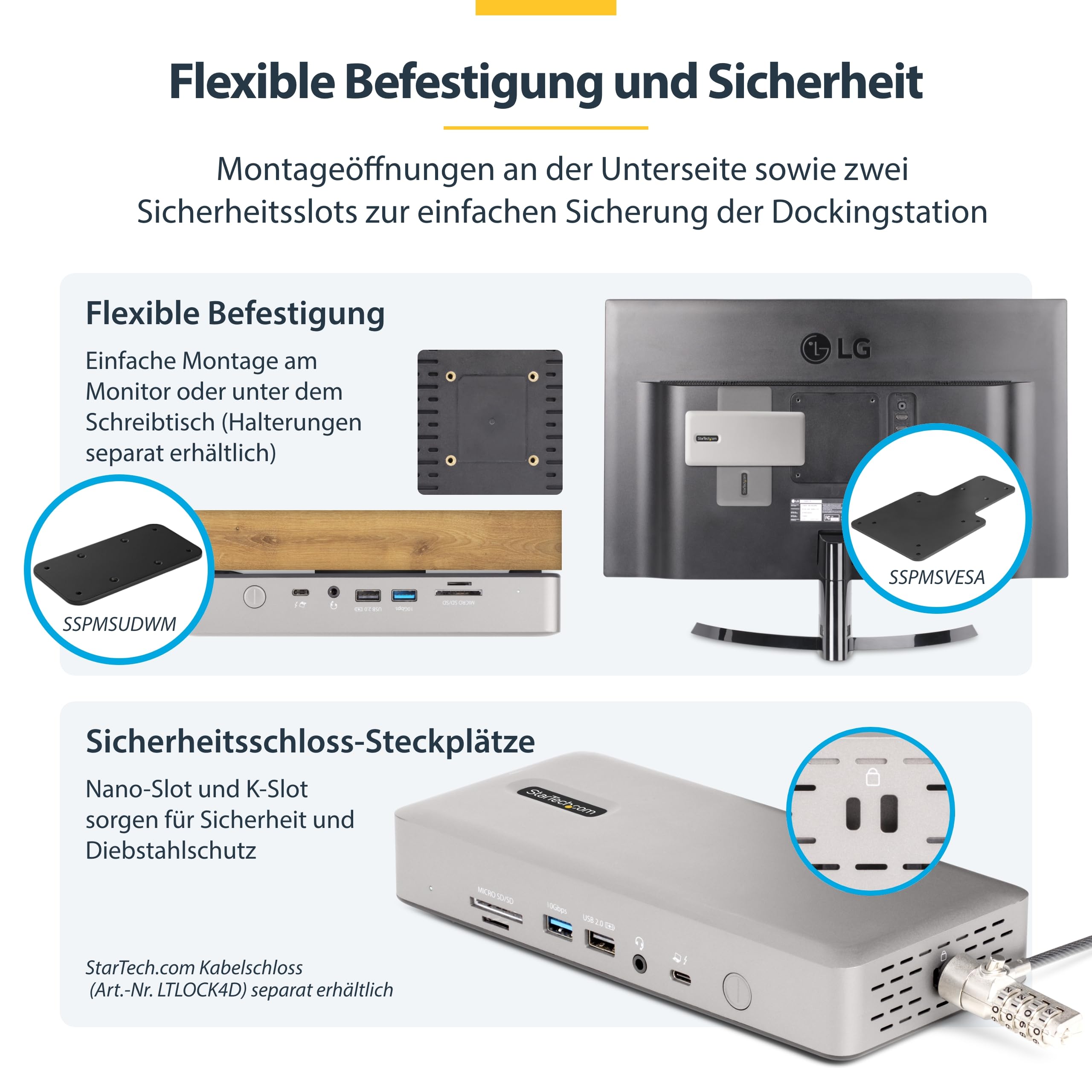 StarTech Thunderbolt 4 USB4 Dockingstation, Quad 4K Win, Dual 4K Mac, 100W | MacBook Pro, M4 Air, 2x HDMI, 2x DisplayPort, 40Gbit/s, Treiberlos, 16-Port, 98W PD