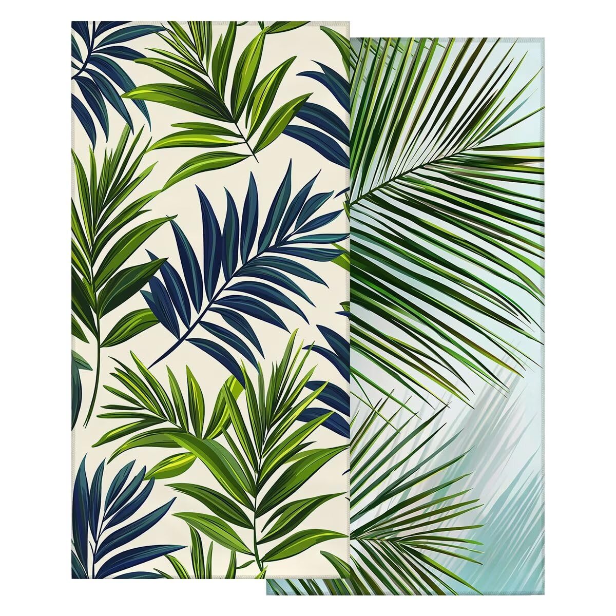 Toalla Playa 100x220 cm, Toalla Gimnasio Microfibra Secado Rapido, Juego de 2 Antiarena Toallas de Playa, Ligera Compacta Toallas Microfibra Grande para Viaje, Regalo Hombre Regalo Mujer (Hoja) -5003