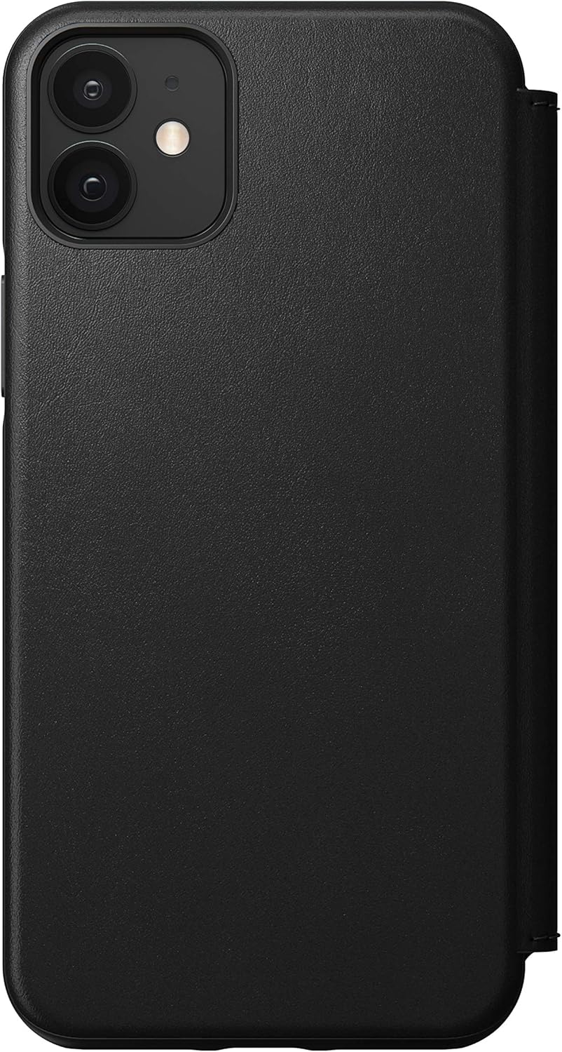 Nomad Rugged Folio Wallet Phone Case for iPhone 12 Pro - MagSafe Compatible, 10ft. Drop Protection, Horween Leather - Black - Image 6