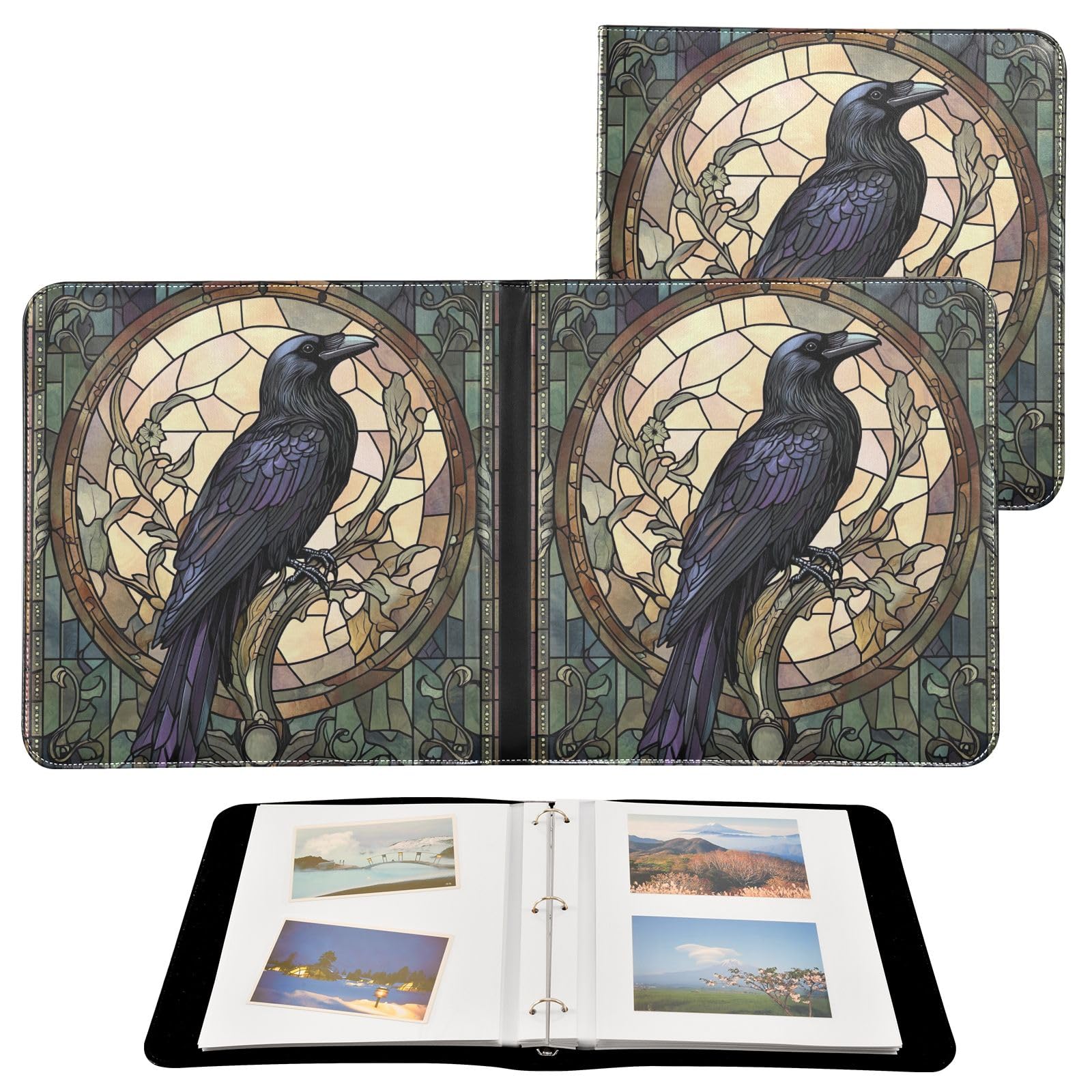 Album photo coloré cuir synthétique motif corbeau 20 pages