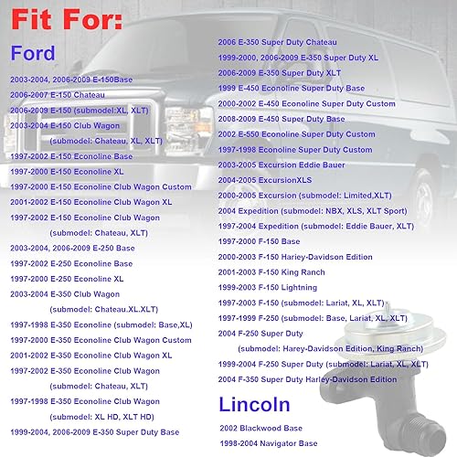 Miniatura 2 de Válvulas de recirculación de gases de escape EGR para Ford E150 E250 E350 2000-2005 Ford Excursion 1997-03, Ford F150 F250 1999-04, Ford F350