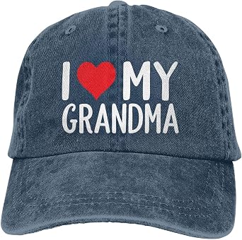 I Love My Grandma Hat Funny Vintage Cowboy Baseball Cap Washed Cotton Adjustable Unisex