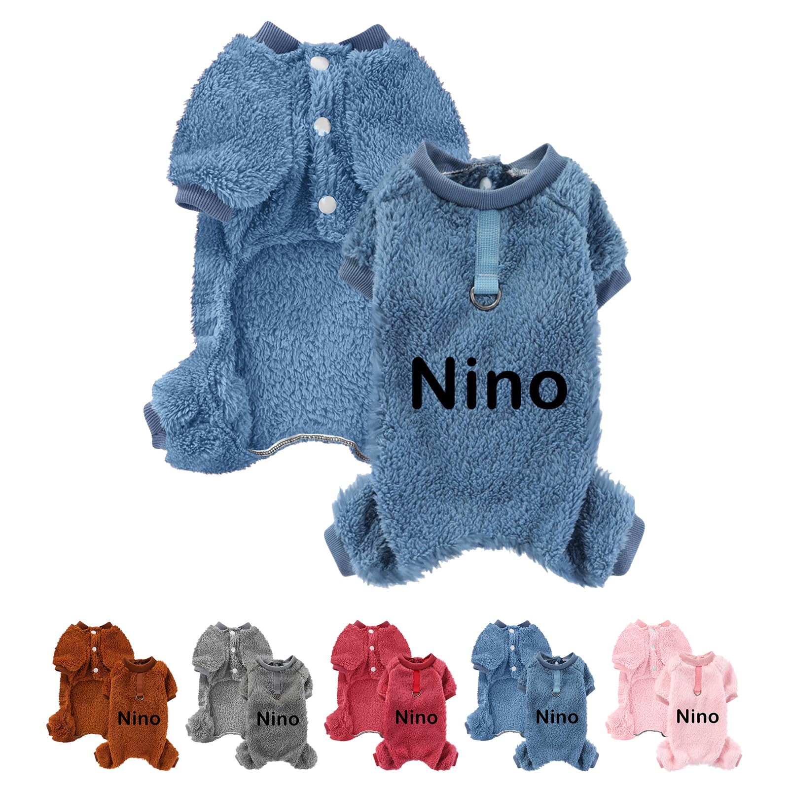 Personalised Four-Legged Plush Dog Jumpers with Customized Text, Warm Winter Dog Fleece, Suitable for Puppies, Small and Medium-Sized Dogs Navy XS