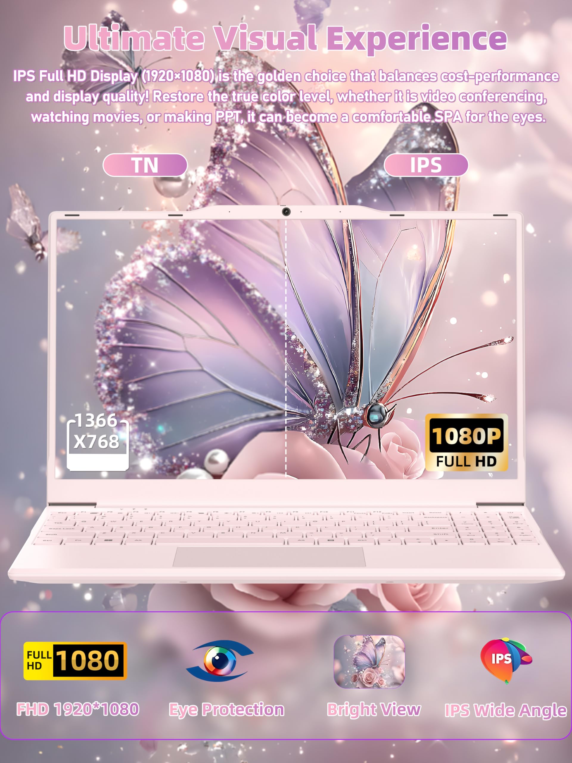 Amazon.co.jp: Nmybwo 14インチ ピンク ノートパソコン 仕事や勉強用