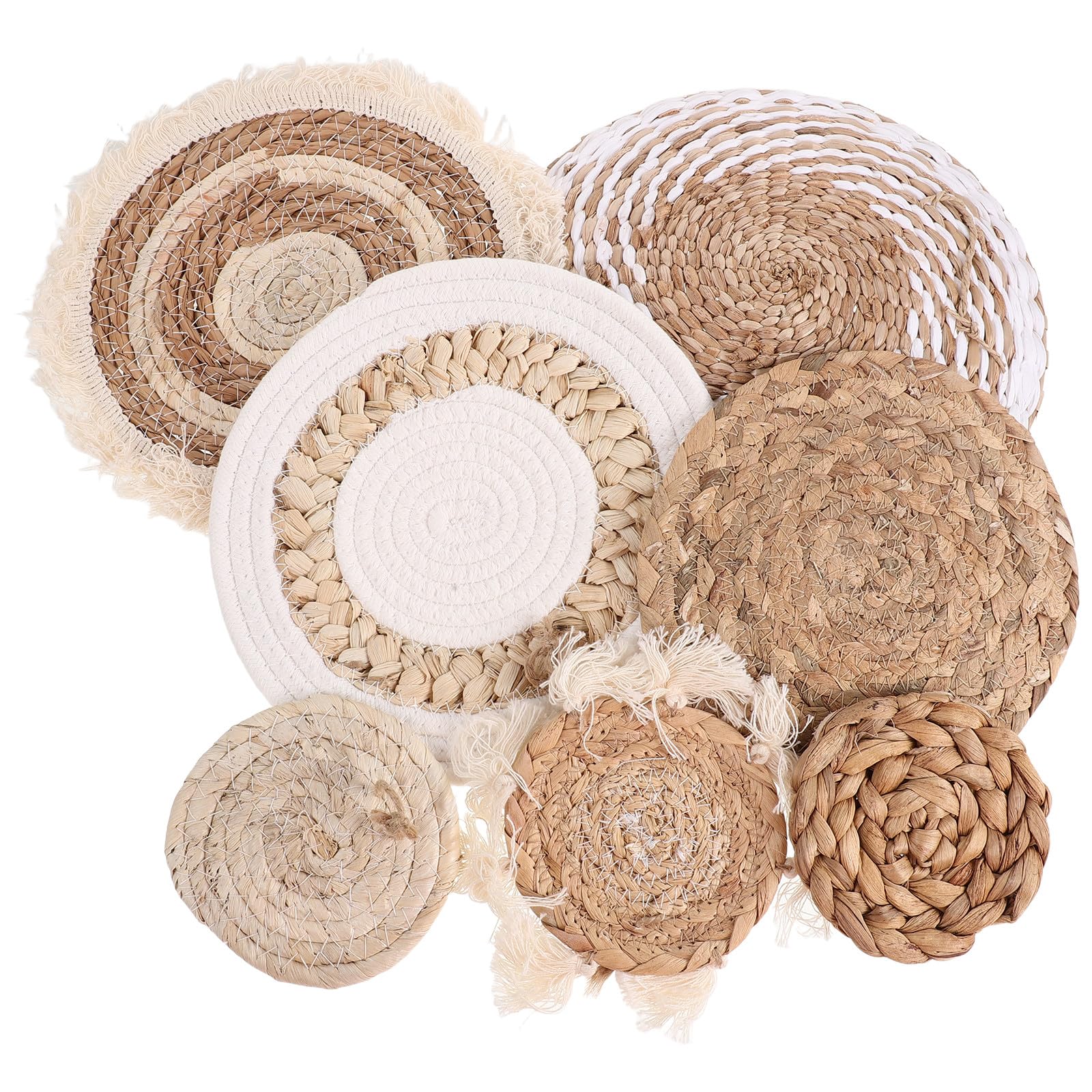 ABOOFAN 7 Unidades Decoración de Pared de Ratán Estilo Boho y Rustico Fácil de Colgar para Salón y Estilo Granja