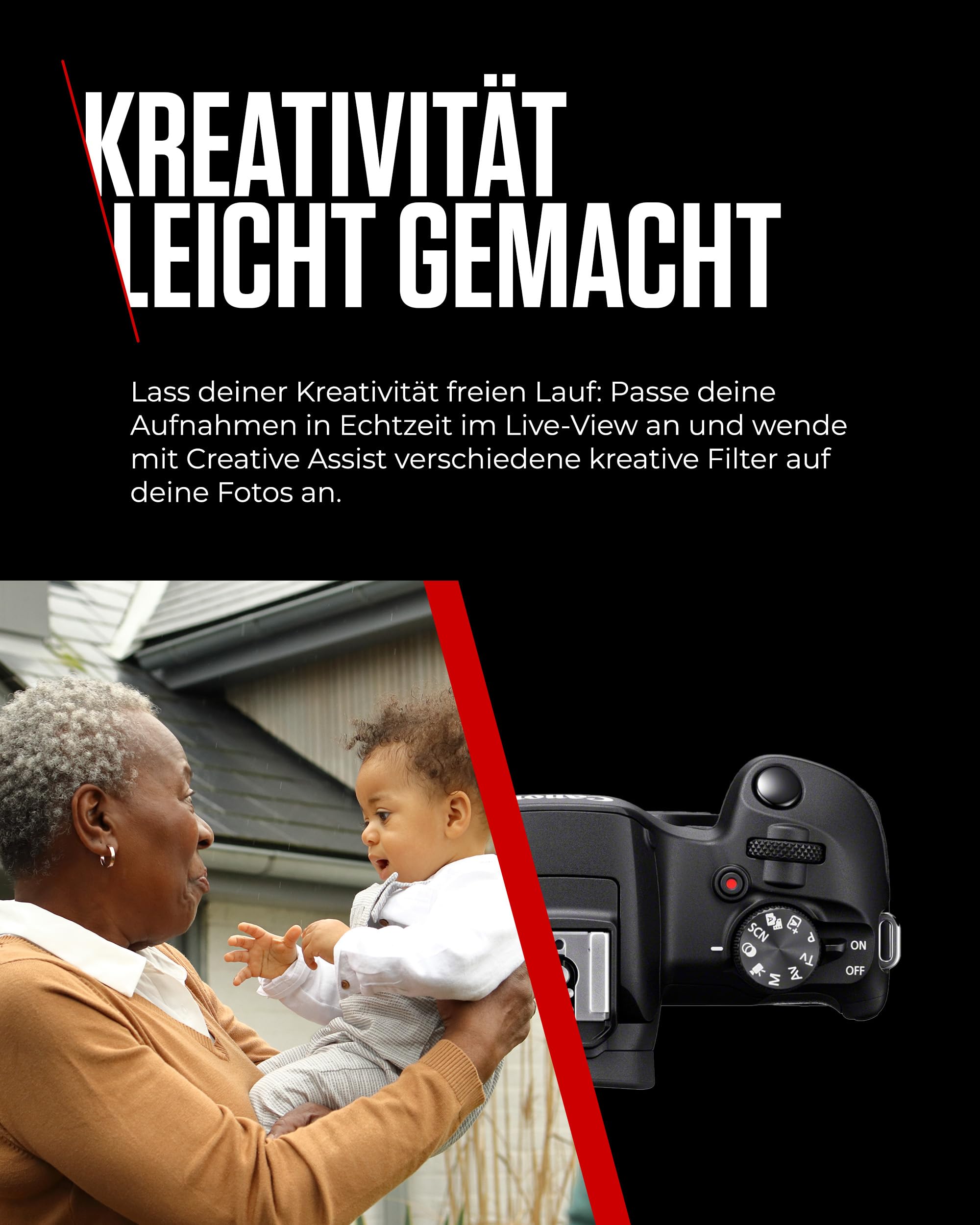Canon EOS R100 mit RF-S 18–45mm – 24,1 MP APS-C Systemkamera – Dual Pixel AF, 4K-Video, 6,5 B/s, Augen- & Gesichtserkennung, WLAN & Bluetooth - Perfekt, um kostbare Erinnerungen festzuhalten