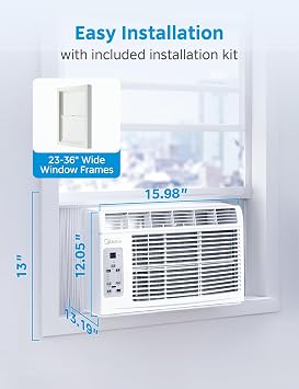 Midea 5,000 BTU Window Air Conditioner, Cools up to 150 Sq. Ft. with Easy-to-Use Reusable Filter, Remote, Perfect AC for Bedroom, Living Room, Home Office, Electronic Control