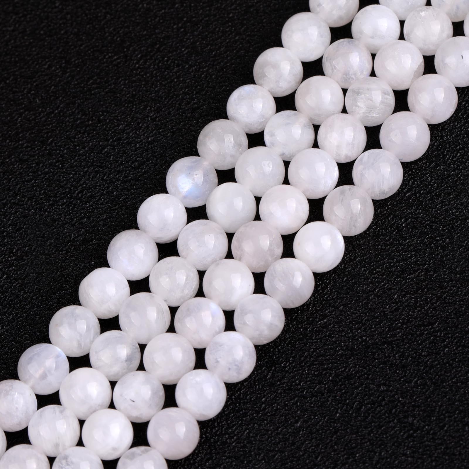 GEM-Inside AAA Grade Natural 6mm Blue Rainbow Moonstone Round Gemstone Semi Precious Loose Beads for Jewellery Making 15''