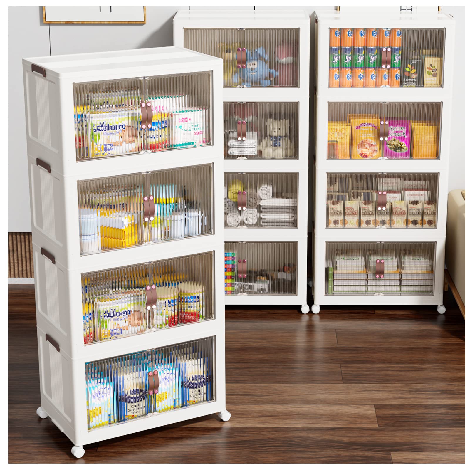 CTSNSLH 4 Pack Storage Bins with Lids Plastic Storage Bin for Closet