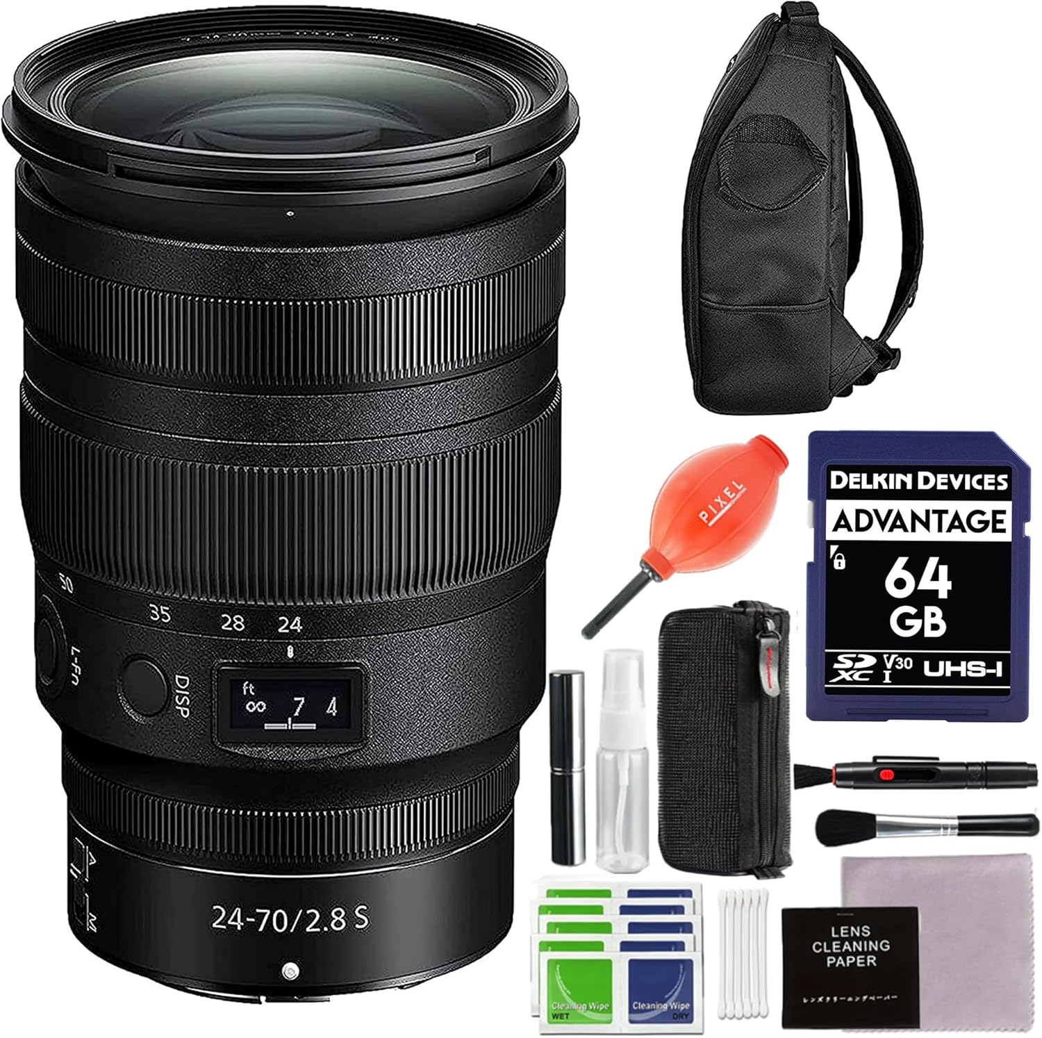Pixel Connection Nikon Nikkor Z 24-70mm f/2.8 S Lens for Z Series mirrorless Cameras with Advanced Accessory and Travel Bundle | 20089 | Nikon Nikkor Z 24-70mm