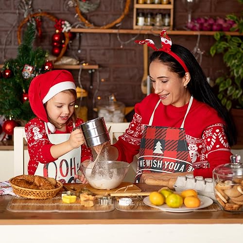 Miniatura 6 de Erweicet Delantales de Navidad para mujeres, 6 delantales de Navidad a cuadros, regalos de Navidad para mujeres y hombres, delantales de cocina de