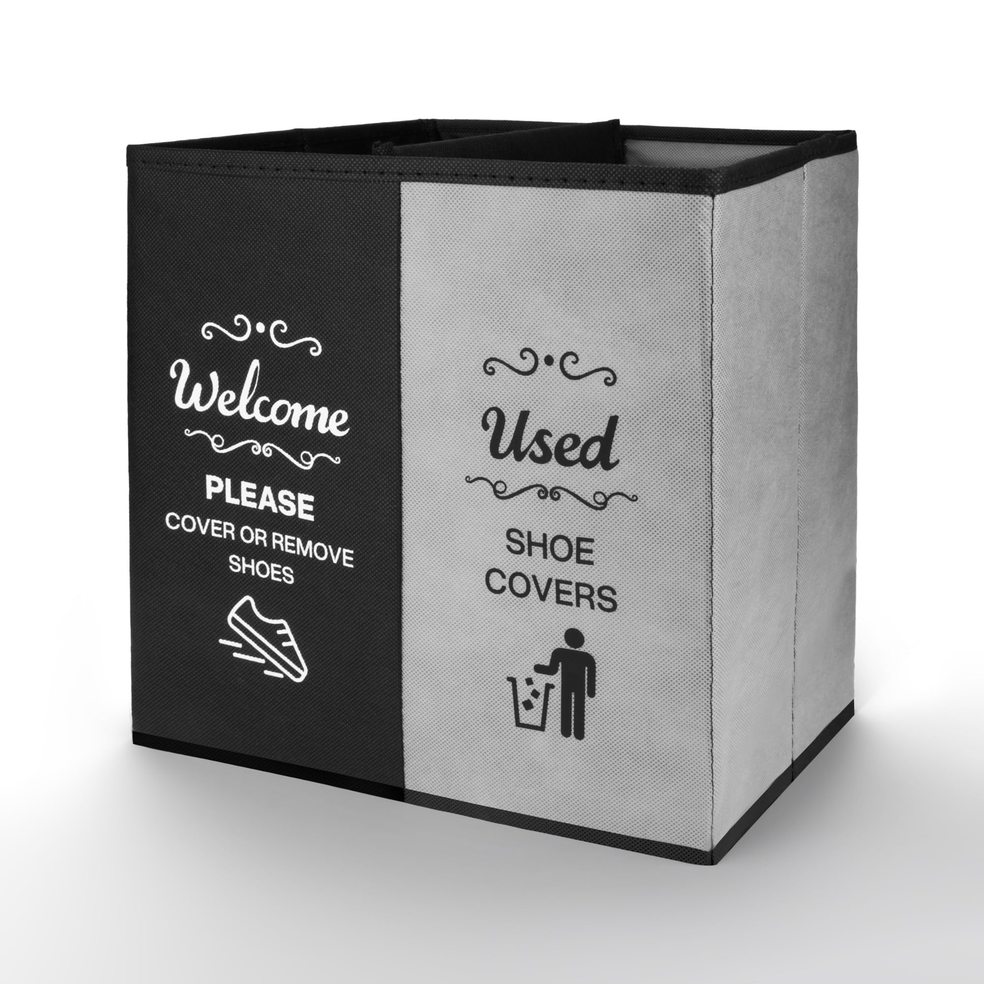 Caja grande de 2 compartimentos para zapatos, color negro y gris, suministros para agentes inmobiliarios, caja dispensadora de cubierta de zapatos desechable para casa abierta, contenedor de