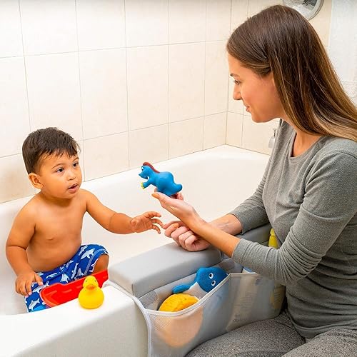 Miniatura 6 de Rodilleras de baño, juego de rodilleras y coderas de baño para bebé, rodilleras para bañar bebés (gris, XL (22 x 15 pulgadas)