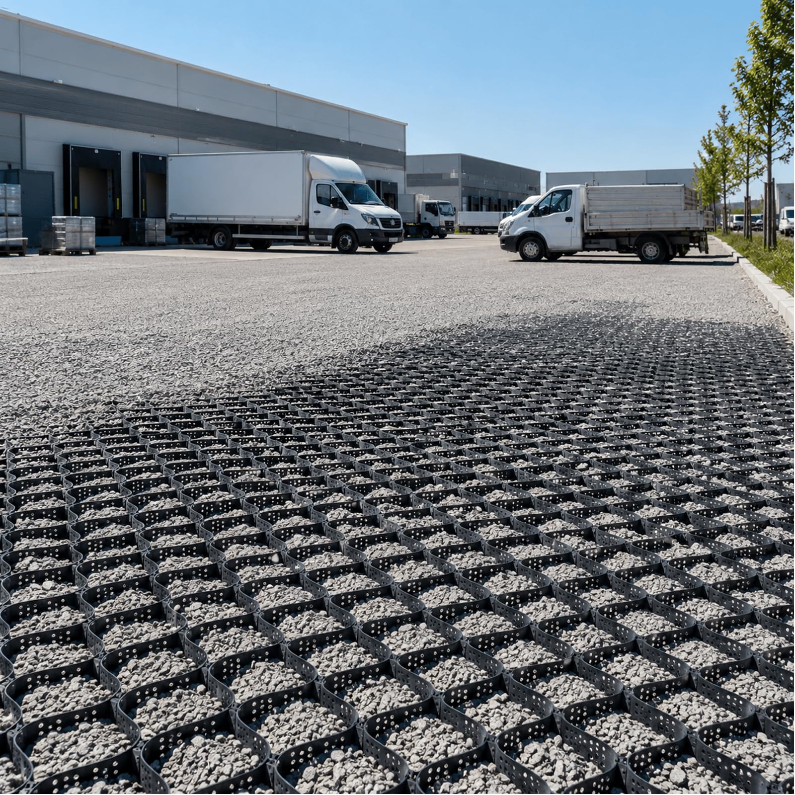 Geomalla para grava 5 cm y estabilización de caminos exteriores 2x2m