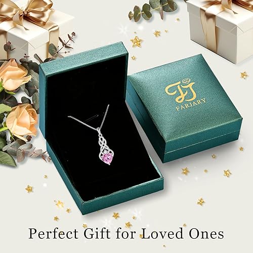 Miniatura 6 de FJ Infinity Celtic Knot Necklace 925 Sterling Silver Heart Birthstone Pendant Irish Good Luck Jewelry Gifts for Women