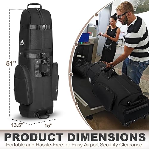 Miniatura 2 de Himal Outdoors Bolsa de viaje de golf – Poliéster 600D Oxford resistente al desgaste, excelente cremallera, tamaño universal con ruedas, cubierta de