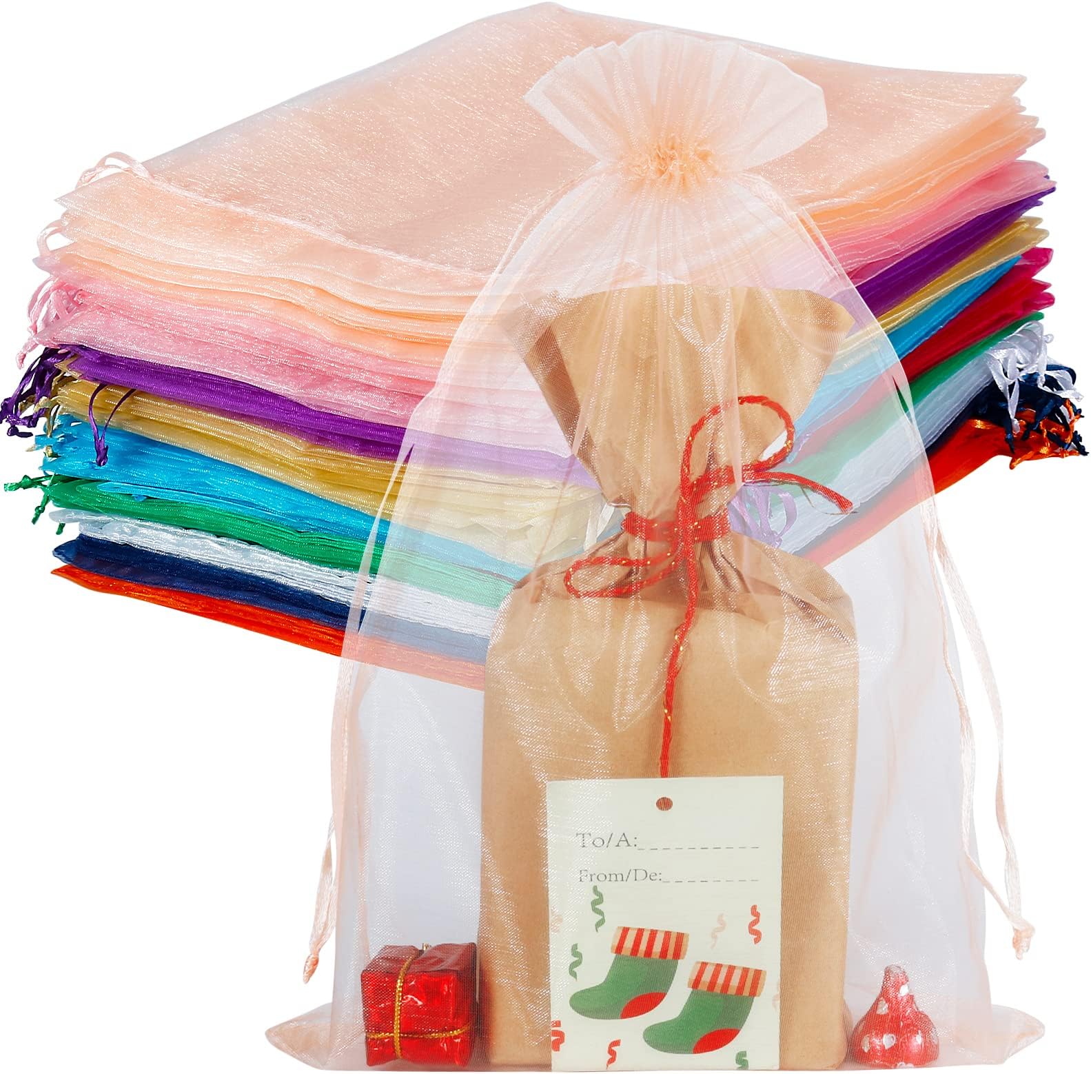 100pcs Organza Bags Large, 20x30cm Wedding Favour Bag Jewellery Pouches Drawstring Party Gift Bags for Baby Shower