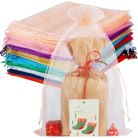100 200pcs 4x6\" Drawstring Organza Gift Bags Wedding Party Candy...