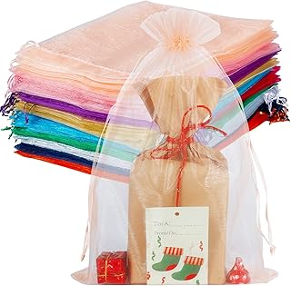 HRX Package 100pcs Organza Bags Large, 20x30cm Wedding Favour Bag Jewellery Pouches Drawstring Party Gift Bags for Baby Shower