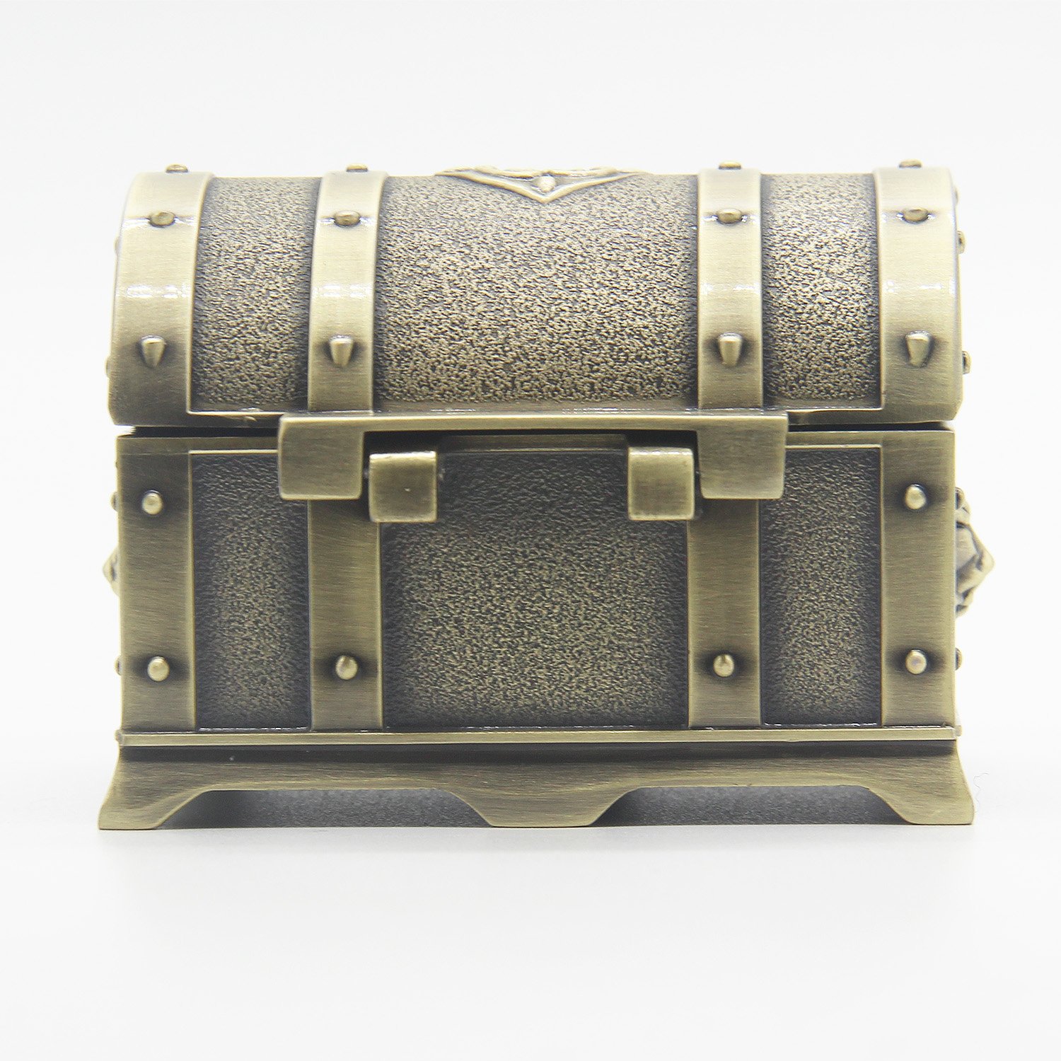 AVESON Rectangle Vintage Metal Treasure Chest Trinket Jewelry Box Gift Box Ring Case for Girls Ladies Women, Small, Bronze
