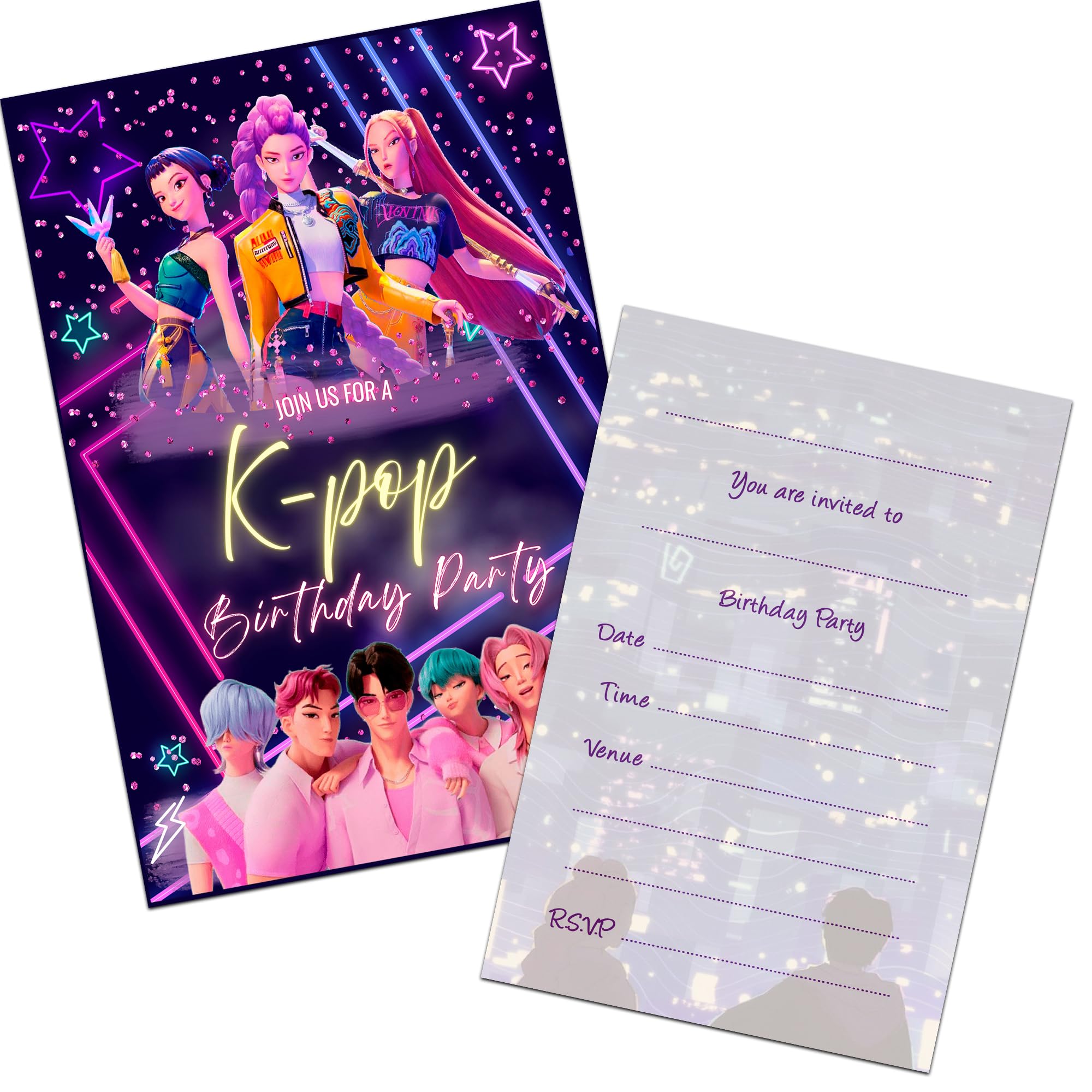 Pop Party Invites Birthday Invitations & Envelopes (WRITE ON) New (12 with envelopes)
