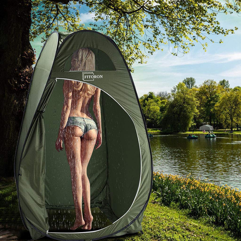 FITORON Pop-up Changing Room Privacy Tent - Instant Portable Outdoor Shower Tent, Camp Toilet, Rain Shelter for Camping & Beach - Lightweight & Sturdy, Easy Set Up, Foldable - with Carry Bag