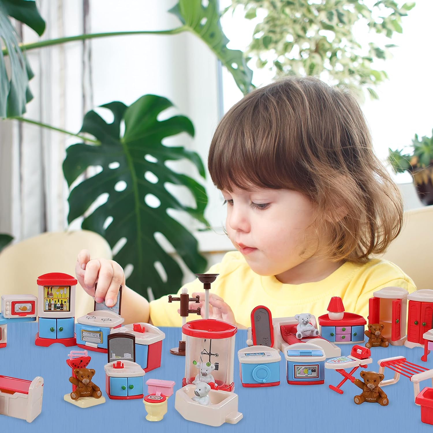 Beverly Hills Doll Collection Dollhouse Accessories Furniture and Accessory Set, All in one Bedroom, Kitchen, Laundry Room, and Bathroom 46 Piece Mega Set : Toys & Games