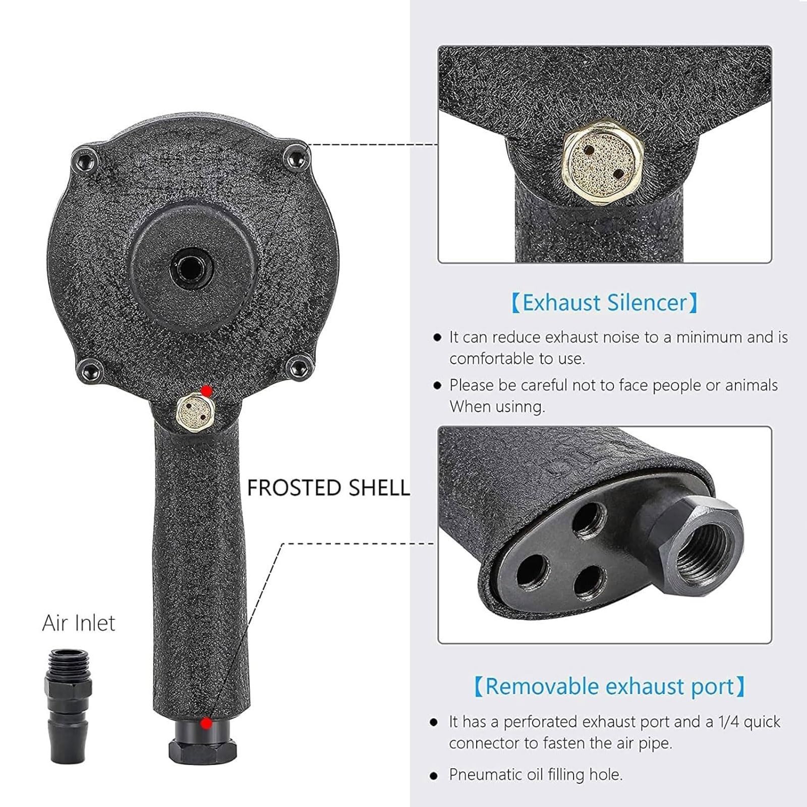 Perforadora neumática Perforadora de Agujeros de Aire Industrial Pistola | Abridor de bridas con orificio de metal,Cabezal de abrazadera con rotación de 360°,Márgenes ajustables,para(8mm)