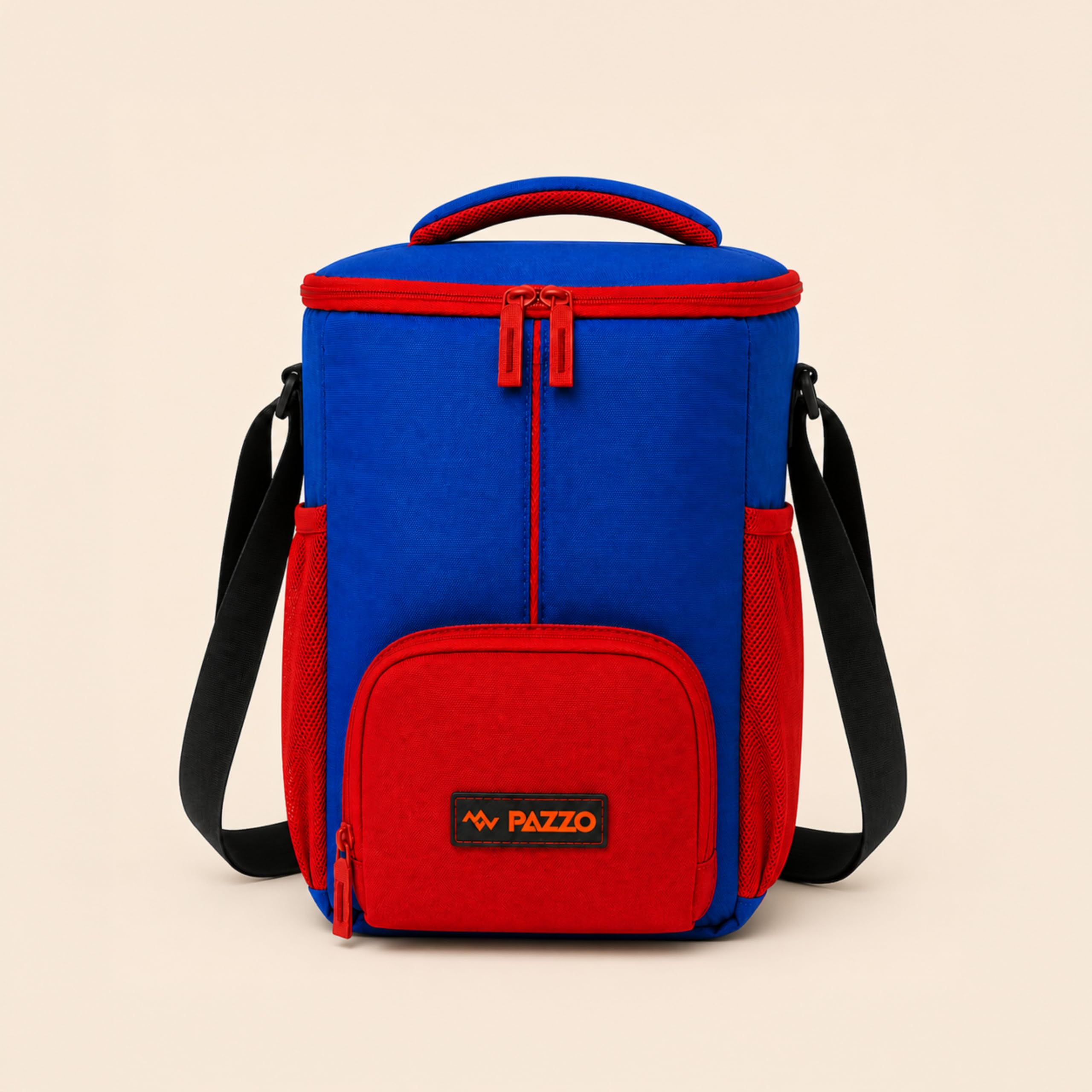 PAZZO Foam Padded Lunch Bag for Women & Men | 10L Picnic Lunch Bag for Office & School | Tiffin Bag with Dual Bottle Holders, Cutlery Organiser, Adjustable Strap, Leak Resistant Lunch Box Bag (Blue)-image-44