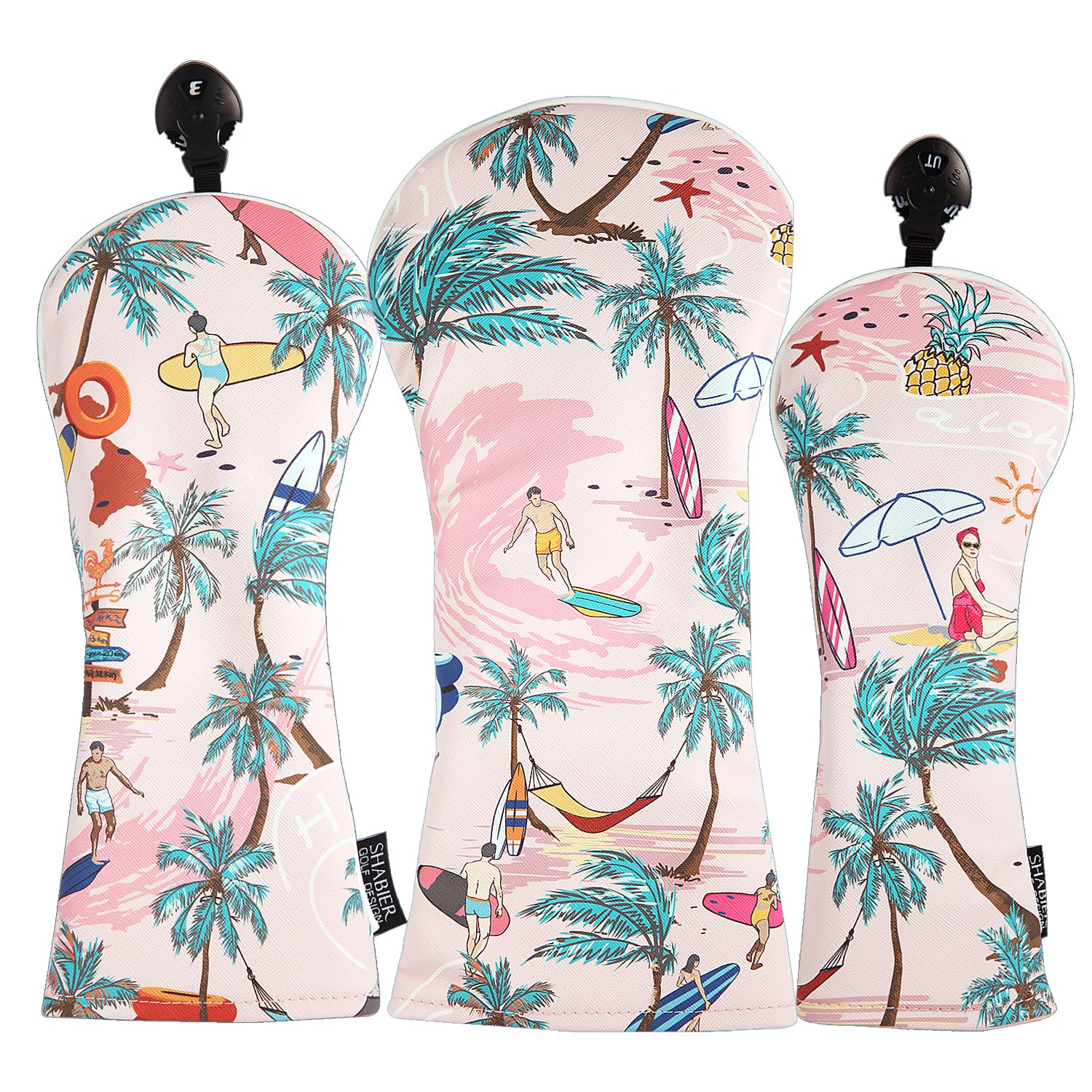 SHABIER Pink Golf Head Cover Aloha Tropical Hawaii Surf Beach for Driver/Fairway/Hybird Club