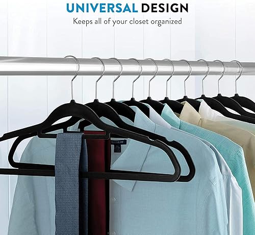 Miniatura 2 de Paquete de 20 perchas de terciopelo de alta calidad de 17.7 in con barra de amarre, colgador delgado que ahorra espacio, perchas antideslizantes,