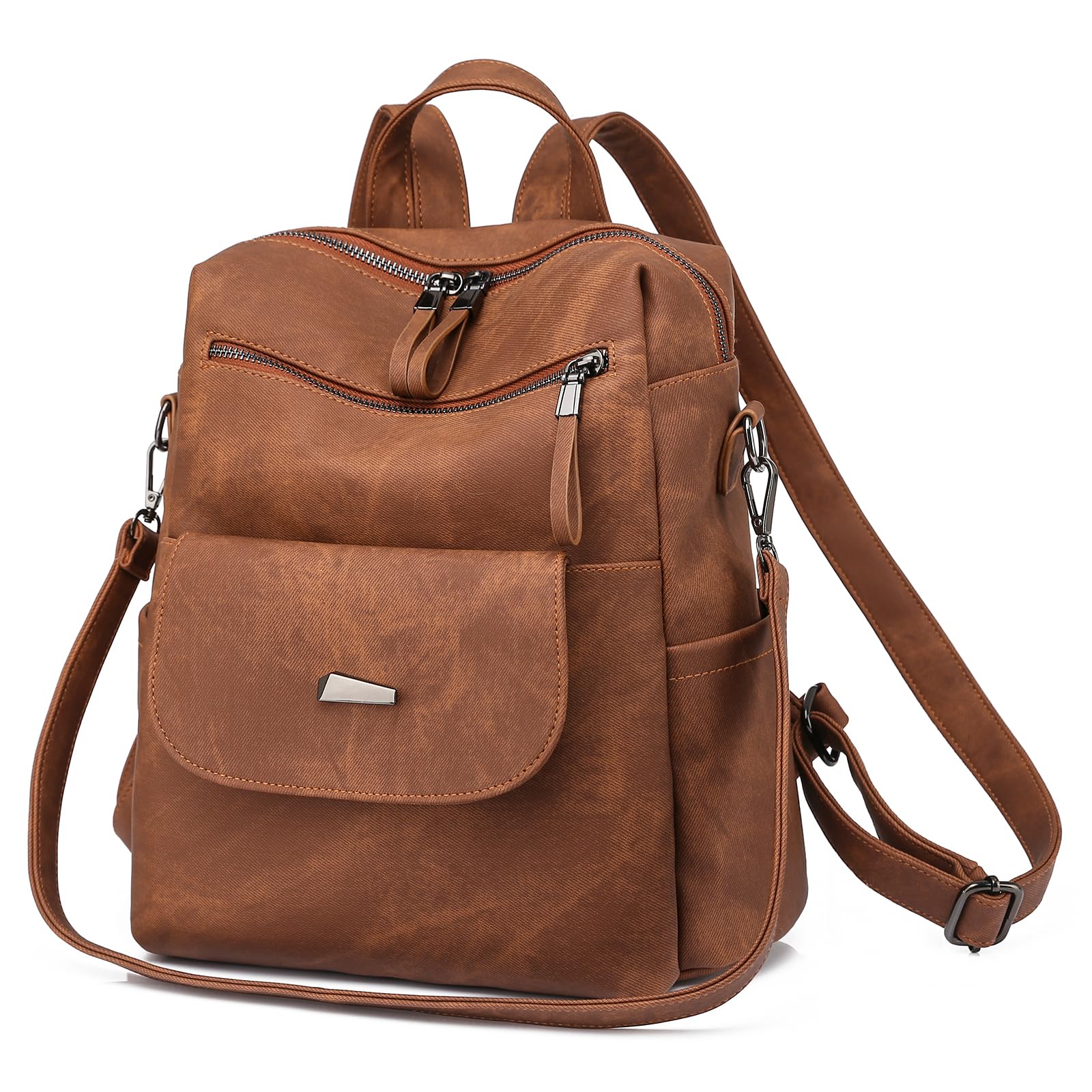 Sac a dos PU cuir femme, Sac à dos antivol femme elegant leger Deux en un décontractées, Multifonctions sac à dos femme chic pour Voyage et Travail