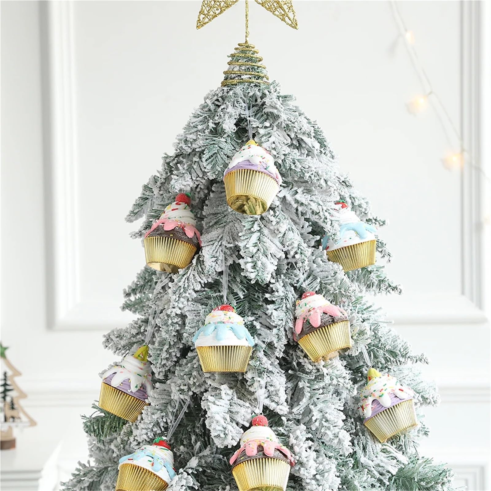 3 uds decoración de Pastel Navidad Rosa Azul púrpura hogar árbol Adornos Colgantes Año Nuevo para Navidad Invierno Fiesta DecoracióN