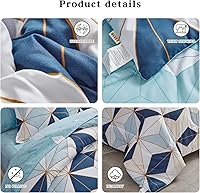 Vista 3 de Flysheep Bed in a Bag - Juego de sábanas de microfibra con estampado de triángulos azul marino de 6 piezas