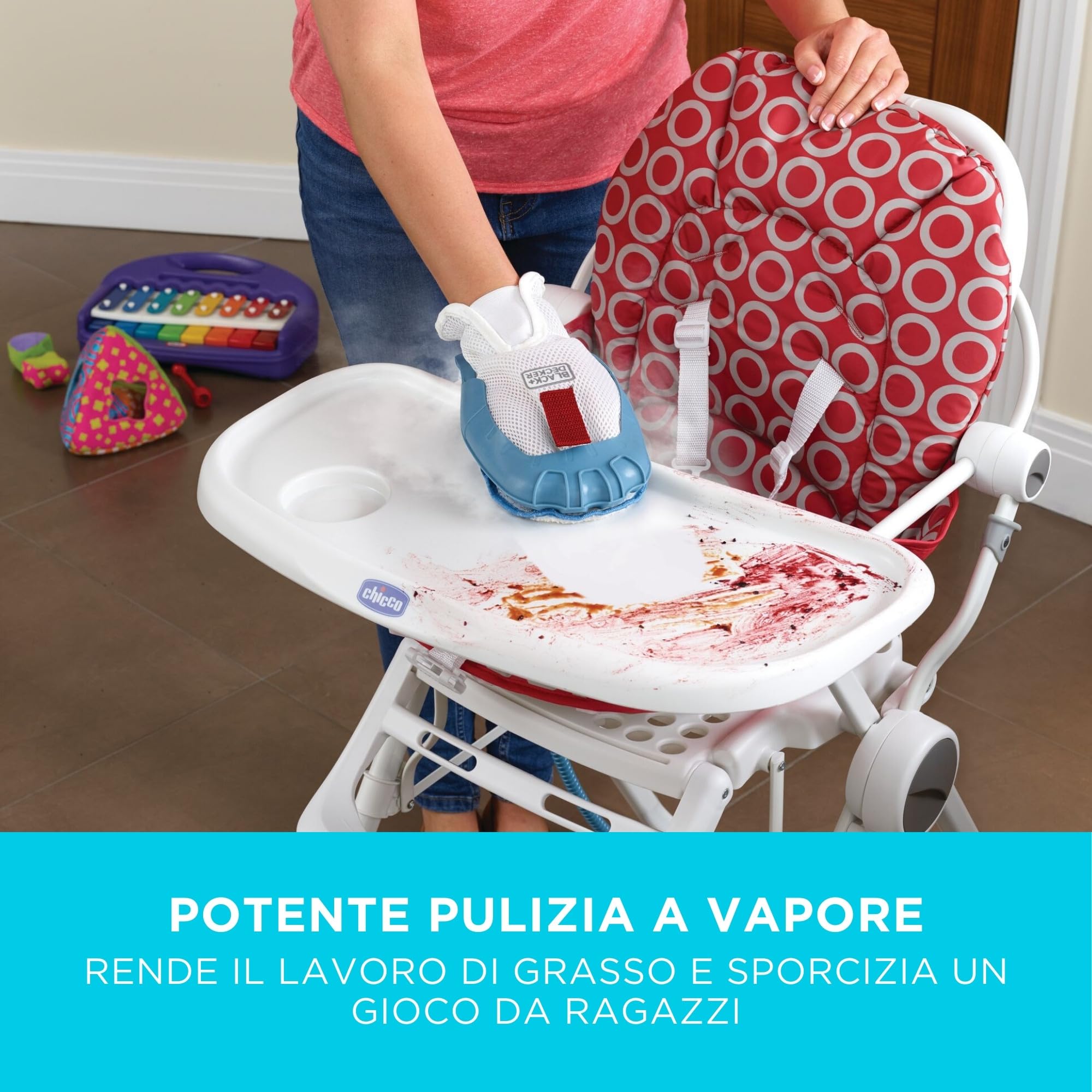BLACK+DECKER Scopa a vapore 2 in 1 con guanto per la pulizia SteaMitt e 11 accessori, BHSM166DSM-QS