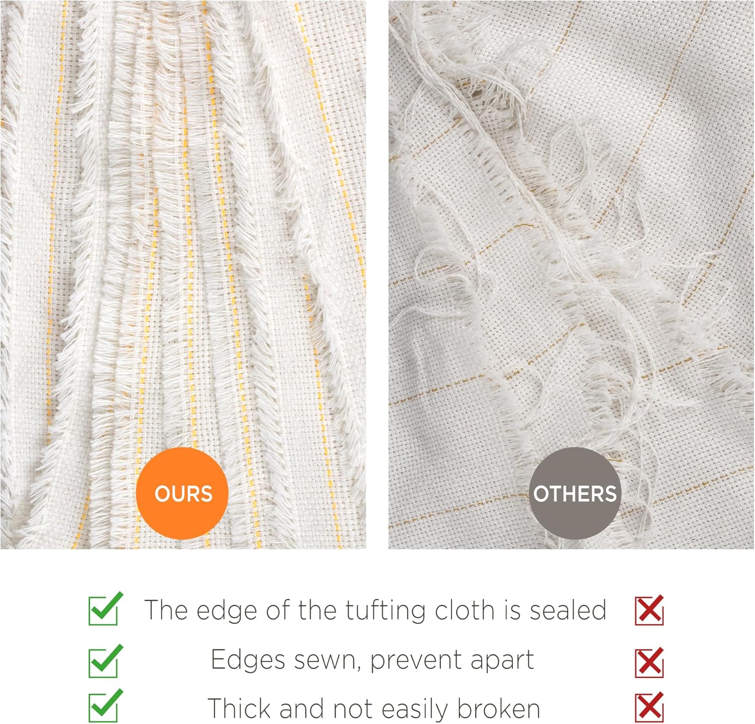 80” x 80” Large Tufting Cloth for Tufting Gun, Primary Tufting Cloth with Marked Lines, Durable Monks Cloth for Punch Needle, Edges Sewn for DIY Crafts